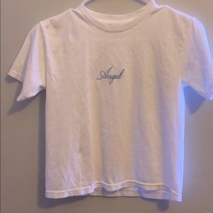 brandy melville white and blue angel shirt
